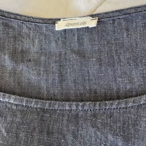 AB Apuntob linen pullover casual top blue Size S